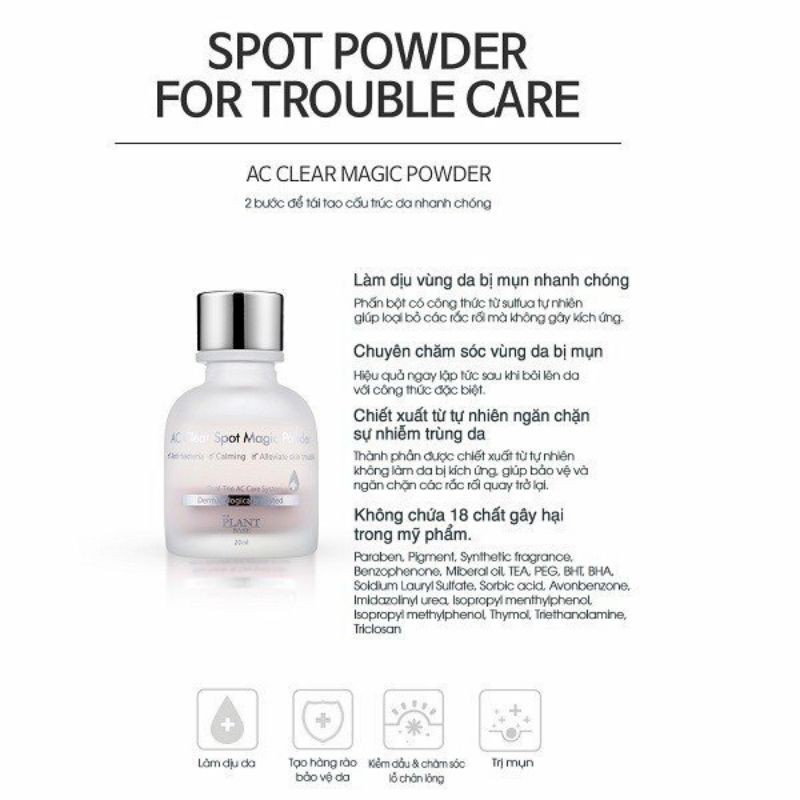 Hàng Korea - Phấn Bột Hỗ Trợ Trị Mụn AC Clear Spot Magic Powder The Plant Base 20ml