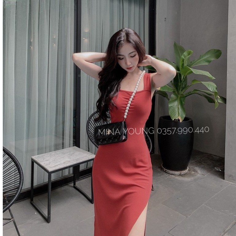 Váy body 2 dây xẻ tà ,chất thun siêu mềm mịn, dễ mặc và siêu nịnh dáng | BigBuy360 - bigbuy360.vn