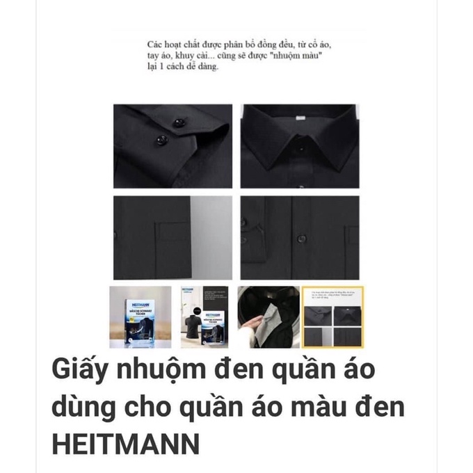 Giấy giặt - nhuộm đen quần áo HEITMANN   [ Hàng Đức ] shop Gấu tạp hoá