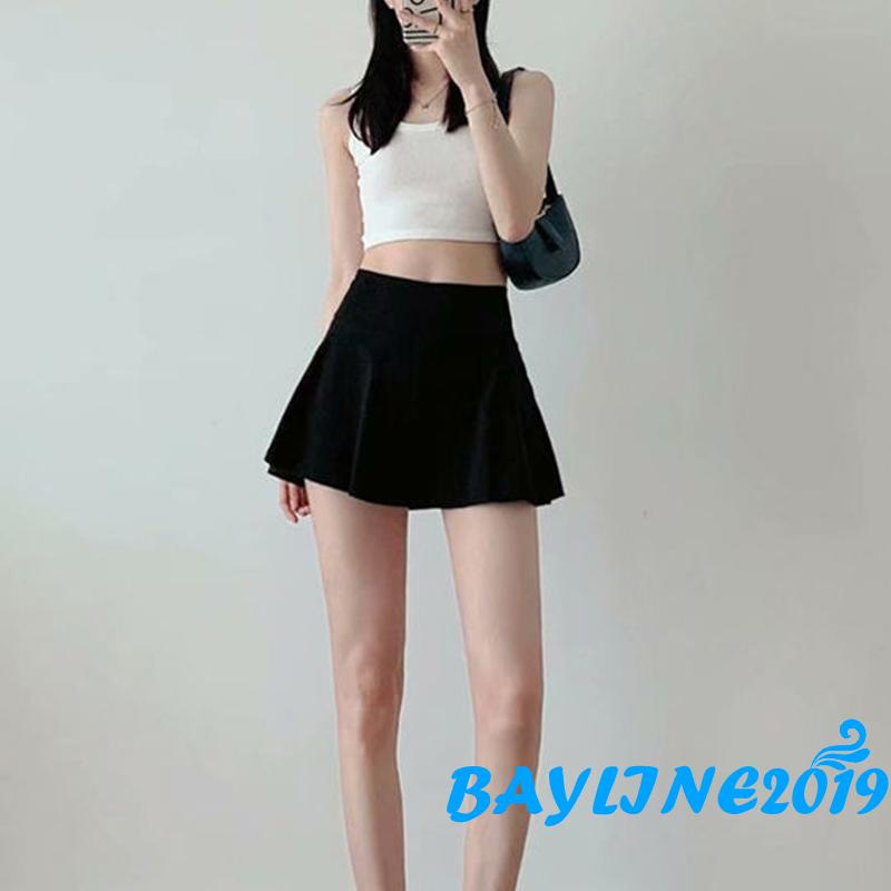 Chân Váy Tennis Lưng Cao Màu Trơn Xẻ Tà Thời Trang Cho Nữ