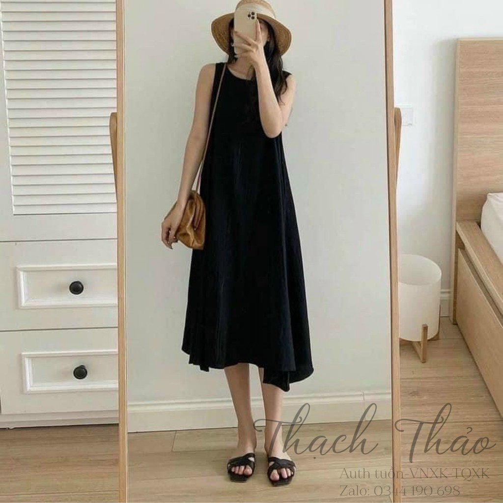 VÁY ĐŨI 3 LỖ DÁNG MAXI 3 MÀU ĐEN BE ĐỎ
