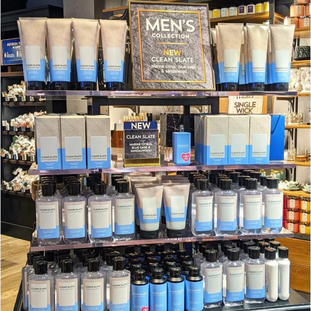 ♛ For Men |  Clean Slate | Bộ Sản Phẩm Gel Tắm 3-in-1 - Dưỡng Thể - Xịt Thơm Nước Hoa Khử Mùi Cho Nam Bath &amp; Body Works