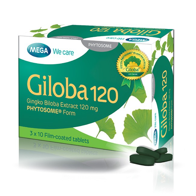 Giloba 120 – Hỗ trợ tăng cường tuần hoàn não , giảm đau đầu, hoa mắt, tiền đình (30 viên)
