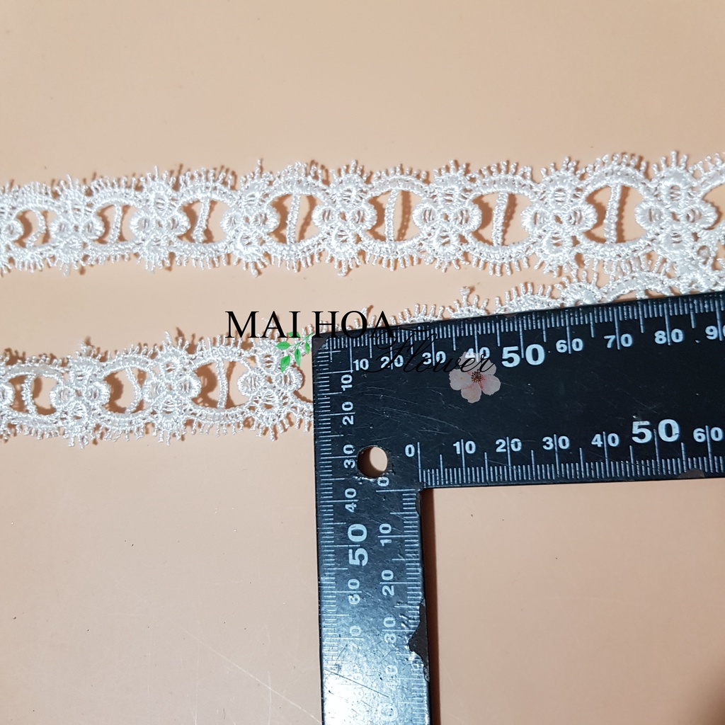 RC9 Cuộn 12 mét dây ren viền dùng may đồ ren chỉ trắng rộng 2cm Maihoaflower