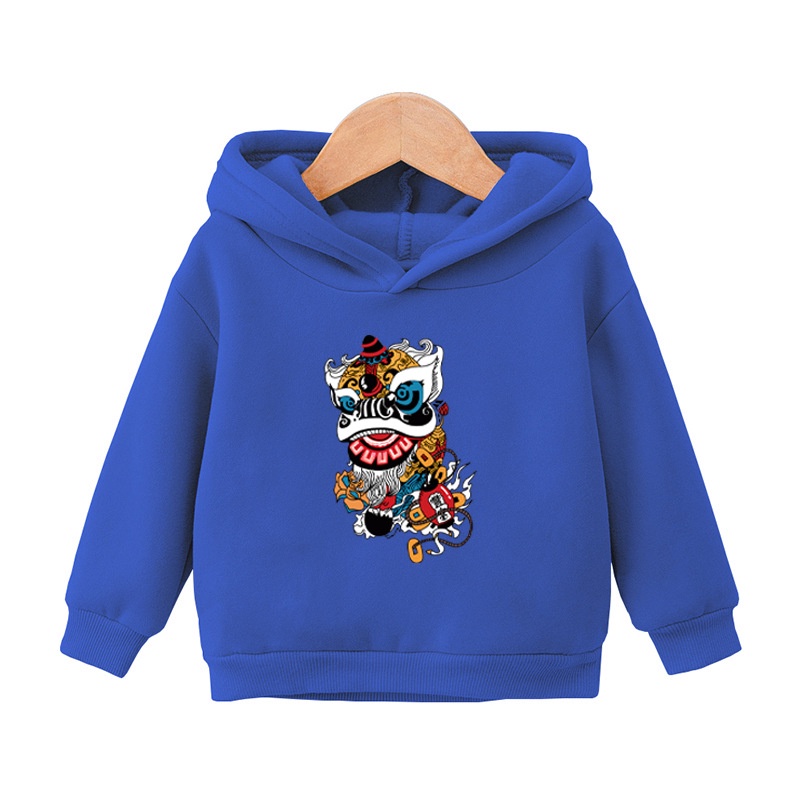 Áo Hoodie Mùa Đông In Hình Sư Tử Nhảy Múa Phong Cách Trung Hoa Mừng Năm Mới Cho Bé Trai Và Gái 1-6 Tuổi