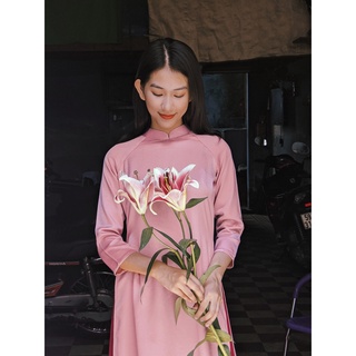 Set Áo Dài Rosemary lụa tây thi hồng tím