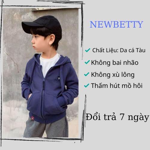 Áo khoác bé trai.Chống Nắng, chống Gió NEW BETTY hình thêu sắc nét Chất da cá 7-30kg