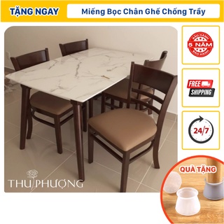 Bộ bàn ăn cabin cao cấp 1m2+4 ghế, bộ bàn giả đá, ghế gỗ,có lót simili - thu phượng house