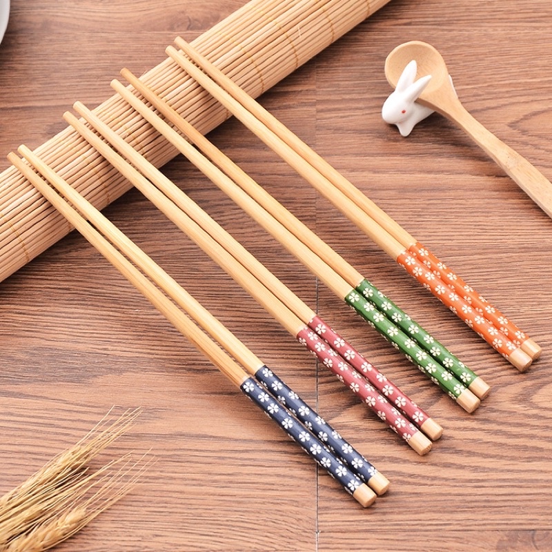 Đũa Ăn Cơm Hoạ Tiết Hoa Anh Đào Phong Cách Nhật Bản , Đũa Gỗ Tự Nhiên