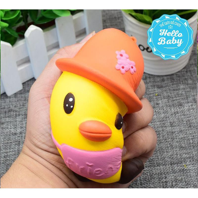 Bán Squishy - Gà Con Đội nón (12x10x9cm) mã SPRR7122 Siêu rẻ