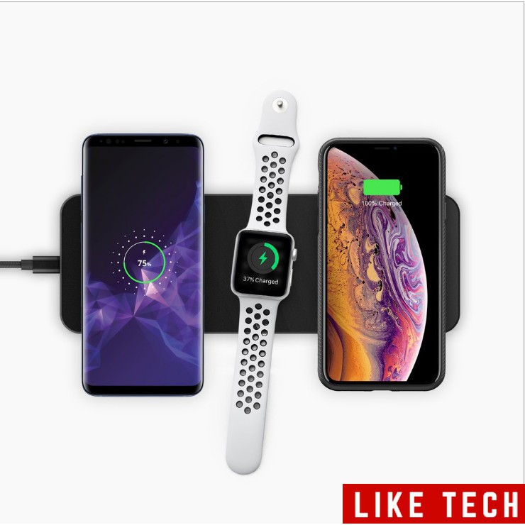 Sạc Không Dây 3 in 1 Hỗ Trợ Sạc Nhanh cho Iphone - Airpods - iWatch - Điện Thoại Huawei - Điện Thoại SamSung - Xiaomi