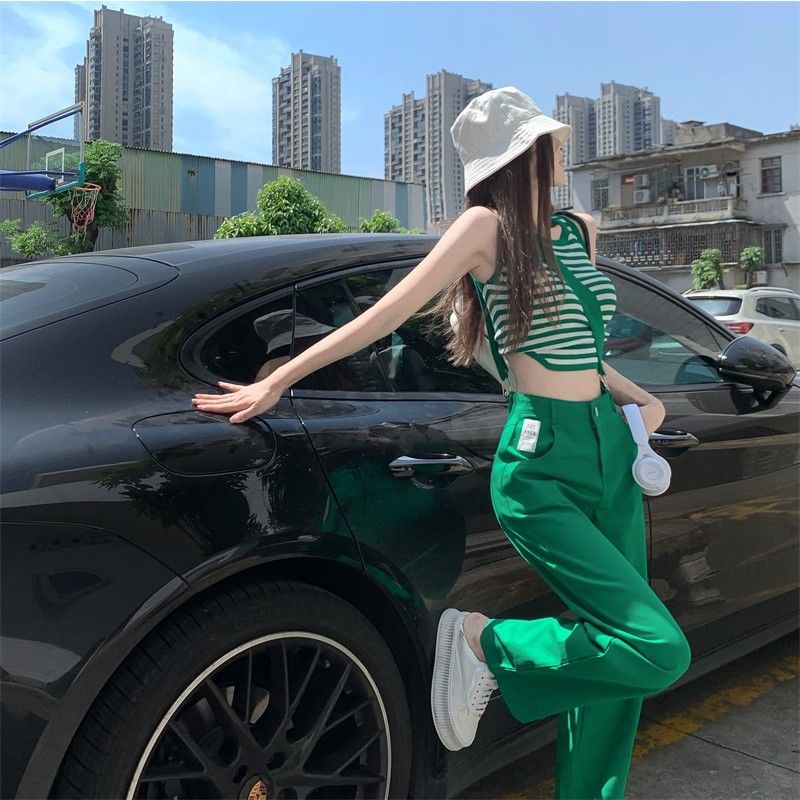 Set Áo Thun Sát Nách Và Chân Váy Sọc Ngang Thời Trang Dành Cho Nữ