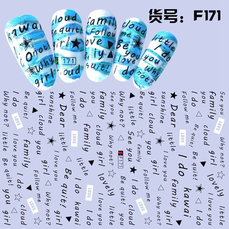 [ Lẻ ] Sticker dán móng tay hình chữ cái trang trí móng F171