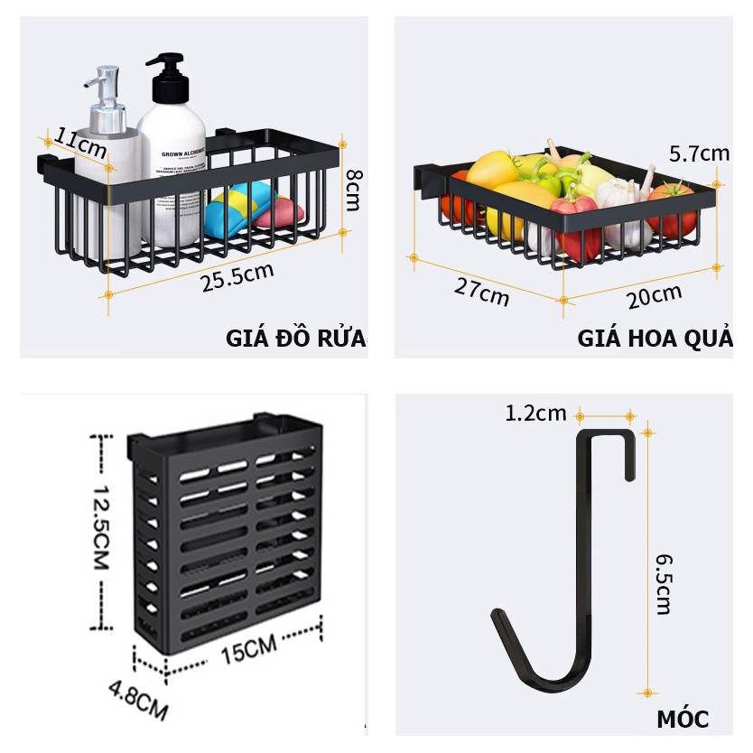 Giá để bồn rửa chén, Giá bát đĩa bằng inox đa năng KHALIK KL-I65 (Loại 65cm-đen)