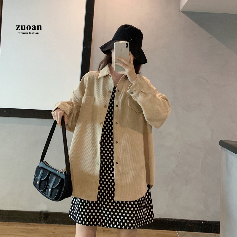 SUXI Áo sơ mi dáng rộng tay dài phong cách Hàn Quốc dành cho nữ