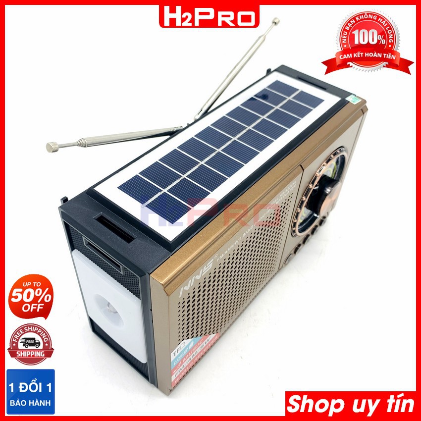 ĐÀI RADIO FM-AM-SW H2Pro NS-S225SL pin sạc năng lượng mặt trời, đài radio tích hợp loa Bluetooth-USB-Thẻ nhớ-đèn pin