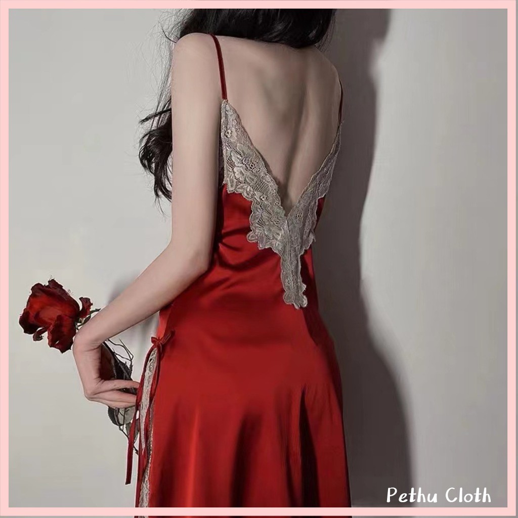 （Q1,HCM）🍀Đồ Ngủ Sexy🍀Gồm Váy Ngủ Nữ Lụa 2 Dây Sexy Dễ Thương Và +Quần Lót  Nữ 40-65kg--022 | BigBuy360 - bigbuy360.vn