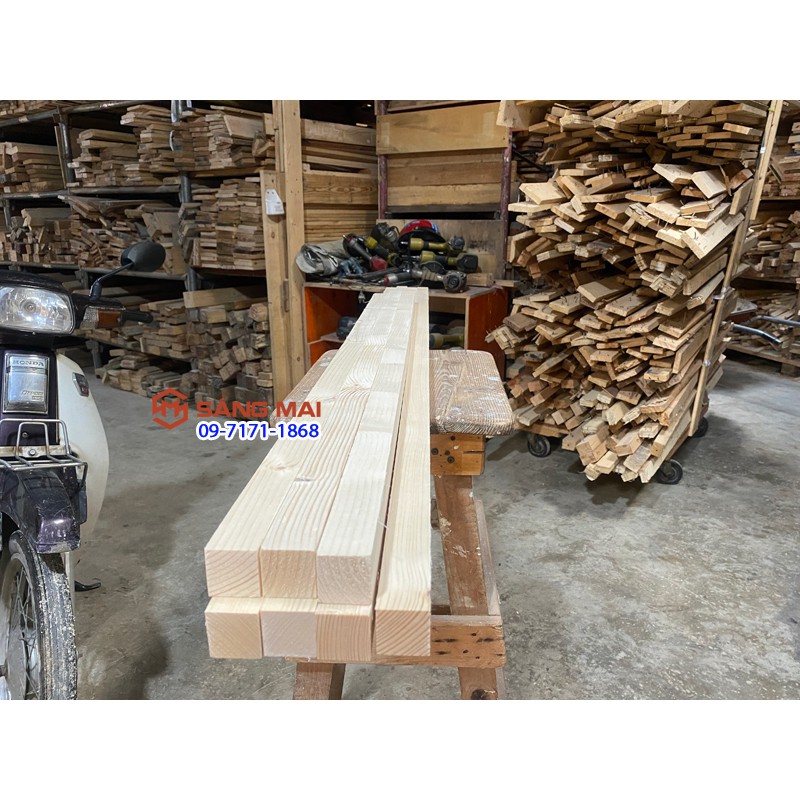 [MS109] Thanh gỗ thông vuông 3cm x 3cm x dài 160cm + láng mịn 4 mặt