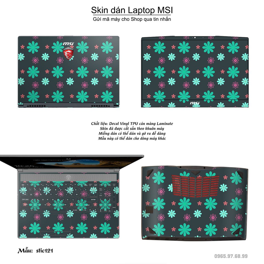 Skin dán Laptop MSI in hình Hoa văn sticker _nhiều mẫu 20 (inbox mã máy cho Shop)