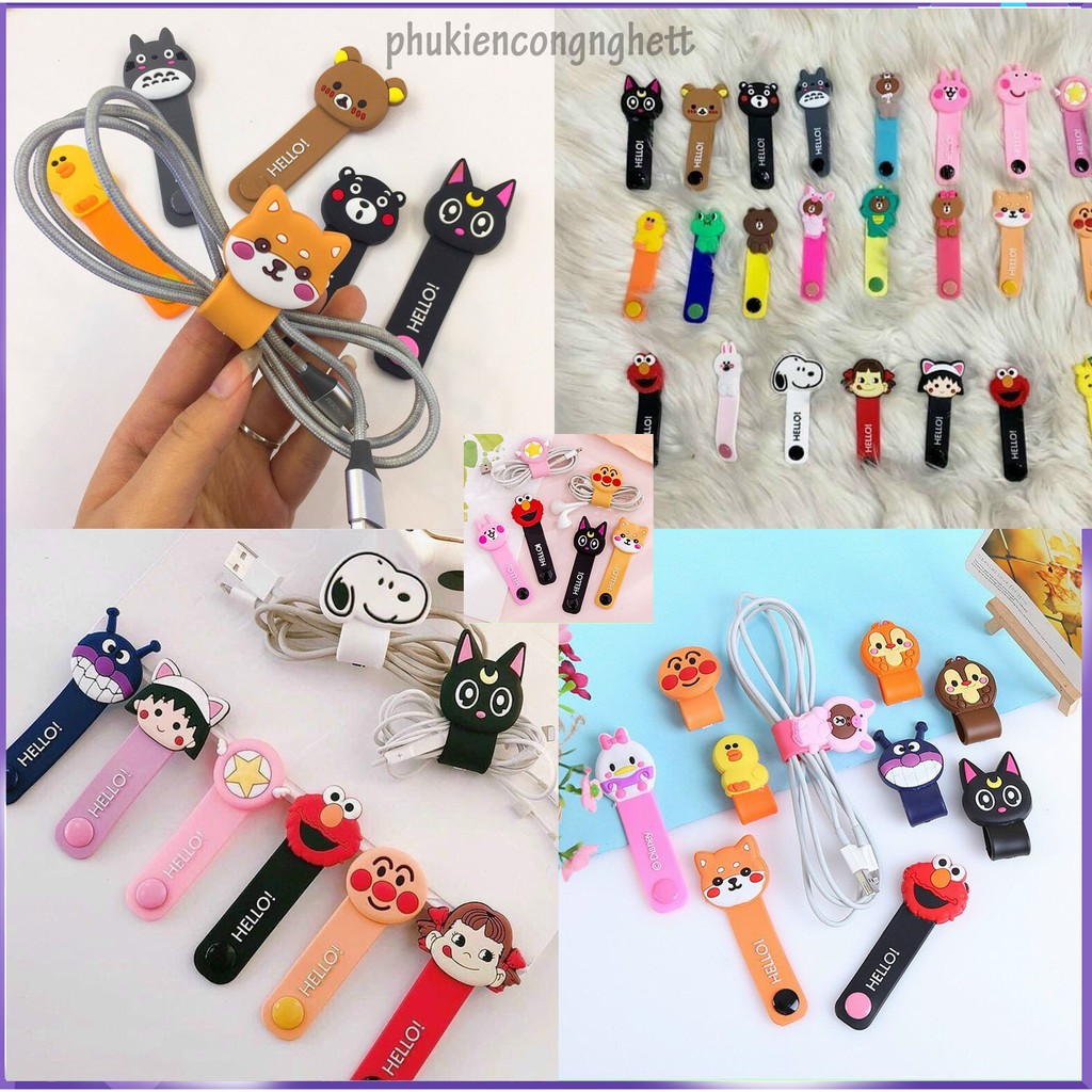 Dây thu gọn chống rối tai nghe, dây sạc mẫu hoạt hình ngộ nghĩnh | BigBuy360 - bigbuy360.vn