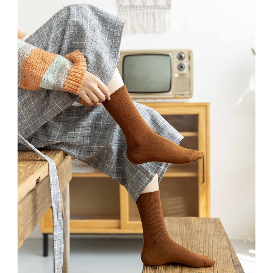 Vớ Nhung Cotton Mỏng Màu Trơn Cổ Điển Thời Trang Mùa Hè Cho Nữ