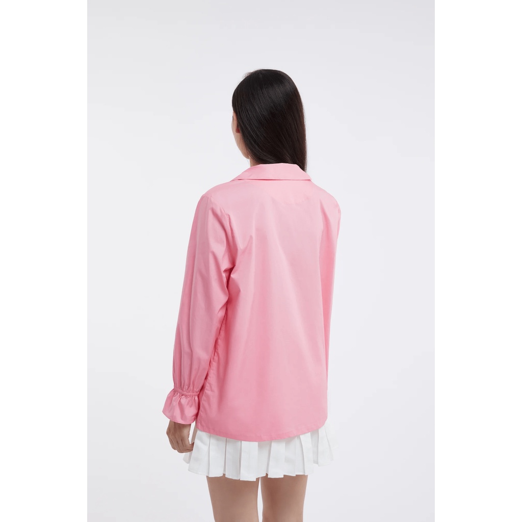 TheBlueTshirt - Áo Sơ Mi Kiểu Nữ Màu Hồng - Linnea Ruffle Shirt - Pink