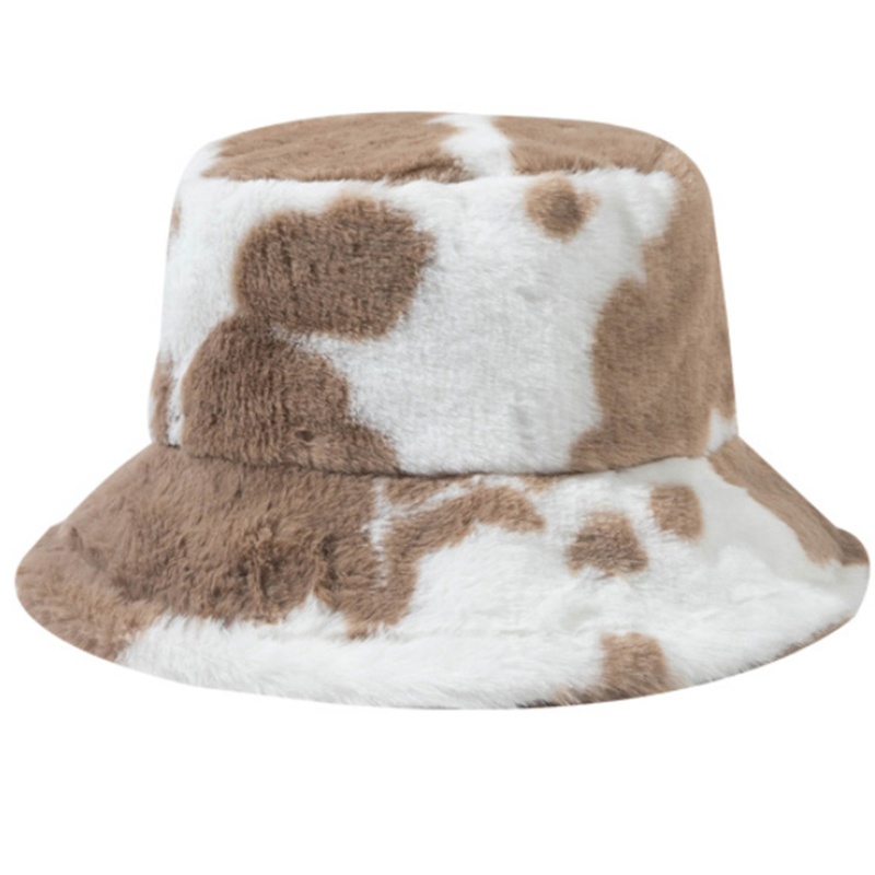 Mũ Bucket Họa Tiết Bò Sữa Thời Trang Mùa Đông Cho Nam Và Nữ