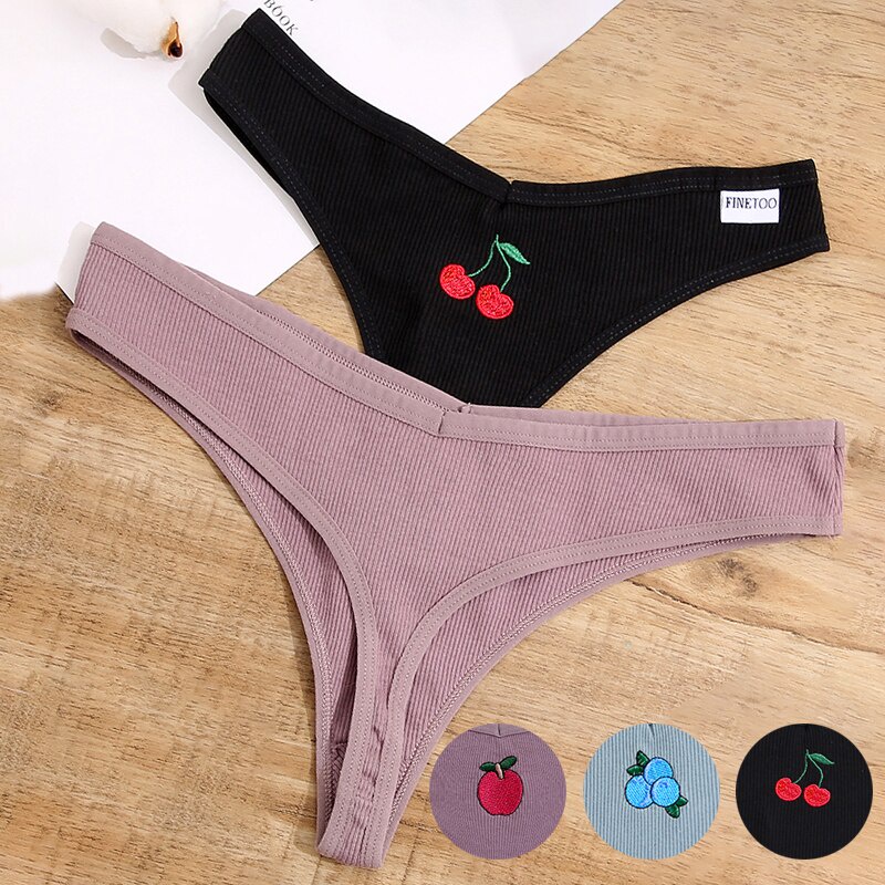 Set 3 quần lót CuteByte vải cotton lưng thấp thêu họa tiết quyến rũ cho nữ