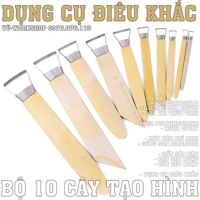 Dụng cụ điêu khắc - Bộ dụng cụ điêu khắc răng cưa cào, gọt đất nặn đủ size - Dụng cụ nặn tượng