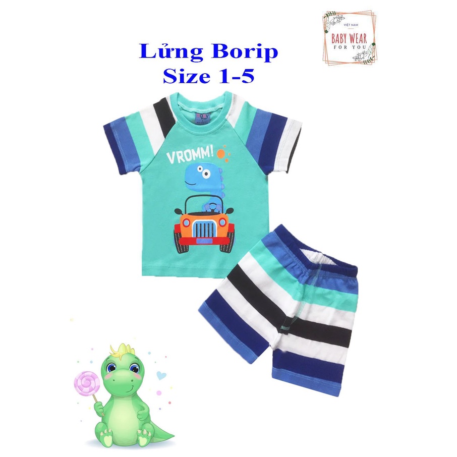 Set 3 Bộ lửng thun borip chất mềm cho bé trai Baby Wear (5-12kg)