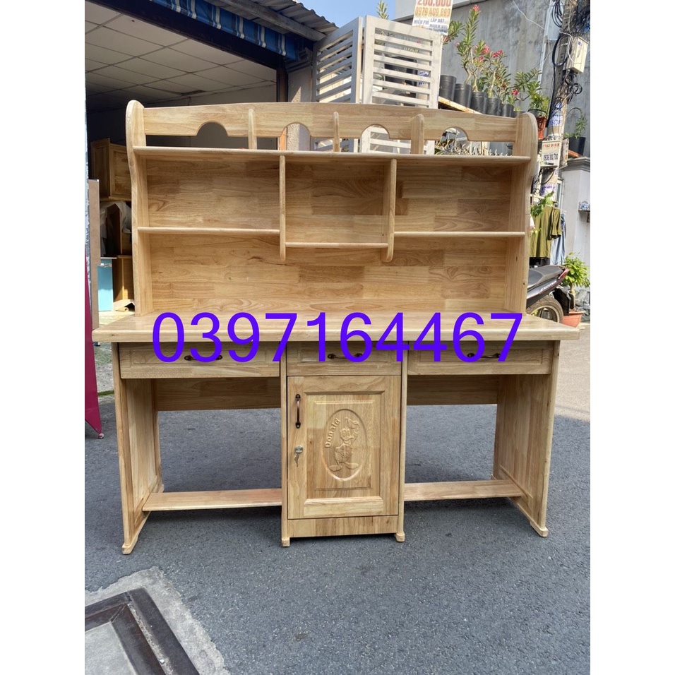Bàn học sinh gỗ tự nhiên - bàn học sinh đôi cao cấp ngang 1m4x1m45x60