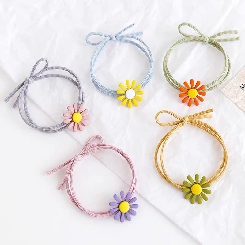 Dây cột tóc hoa cúc nhiều màu dễ thương dây thun nơ buộc tóc nữ Hàn Quốc thời trang 2T Unisex D1