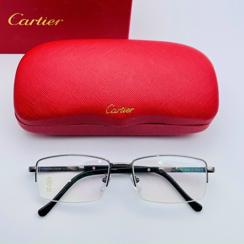 Gọng kính nam nữ CARTIER titannium nửa viền , Kính mắt thời trang,Tặng mắt cận khi mua gọng kính