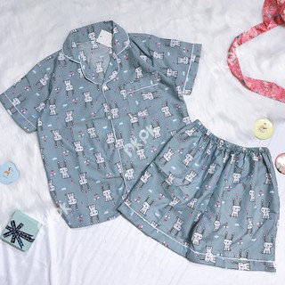 Bộ pijama mặc nhà kate thái loại 1 đùi có túi & viền