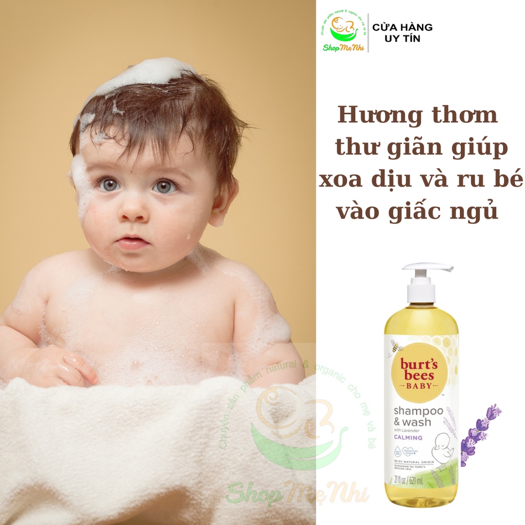 Sữa tắm gội cho bé burts bees baby, burt's bee shampoo, Shop Me Nhi Oranic.