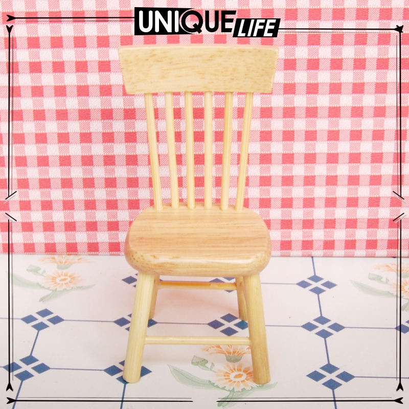 Bộ Bàn Ghế Gỗ Mini 1: 12 + 4 Ghế Màu Trắng Trang Trí Nhà Búp Bê