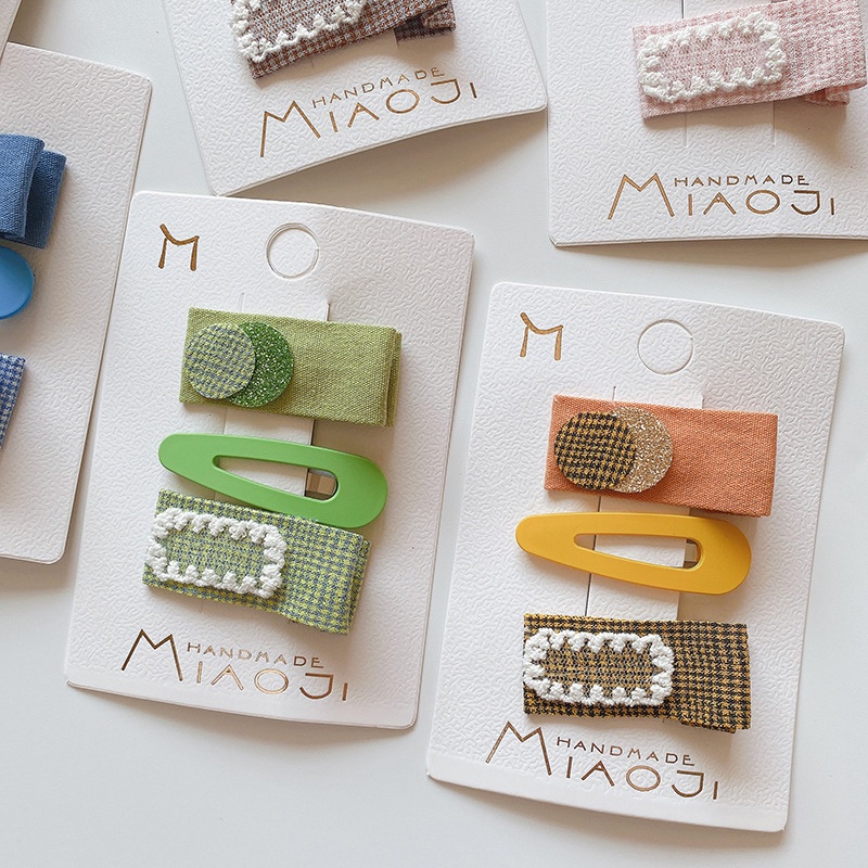 Set 3 kẹp tóc bé gái thiết kế đơn giản dễ thương phong cách Hàn Quốc