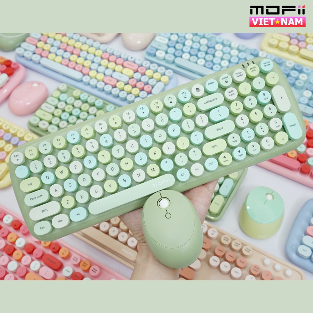 COMBO BÀN PHÍM VÀ CHUỘT KHÔNG DÂY MOFII CANDY XR MÀU XANH LÁ CHÍNH HÃNG