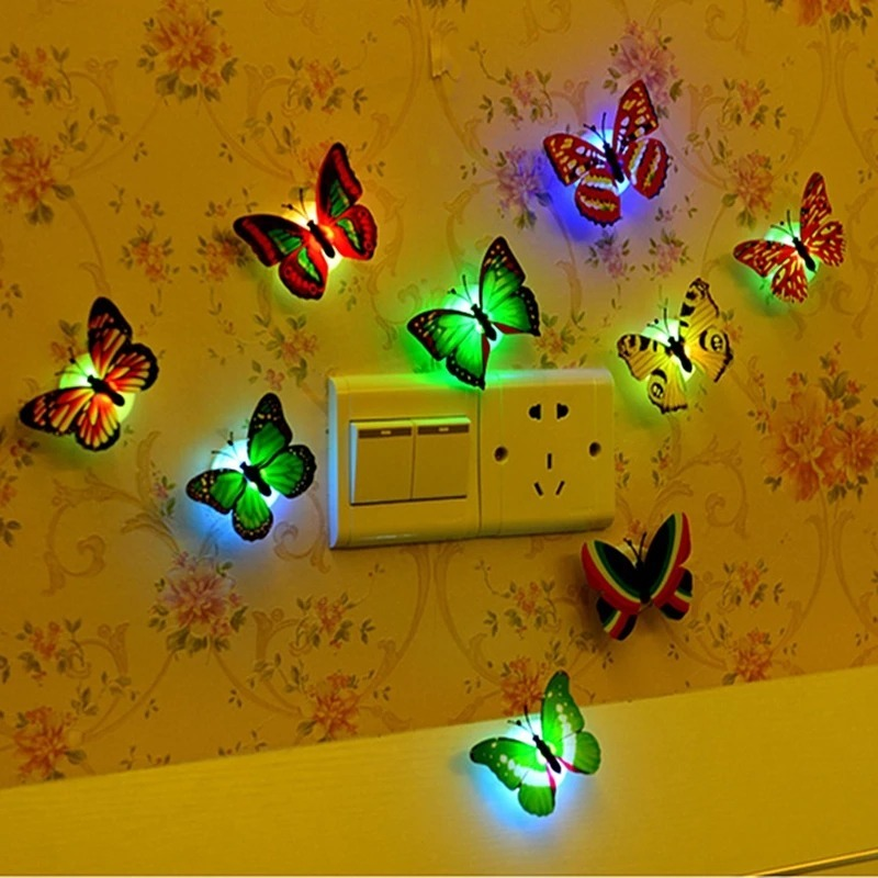 Miếng dán tường hình bướm 3D hiệu ứng đèn phát sáng