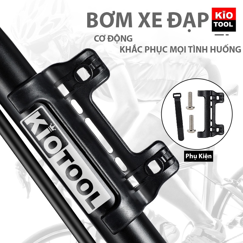 Bơm xe đạp gắn treo xe Kiotool chắc chắn nhỏ gọn cơ động kèm đủ phụ kiện CHCK