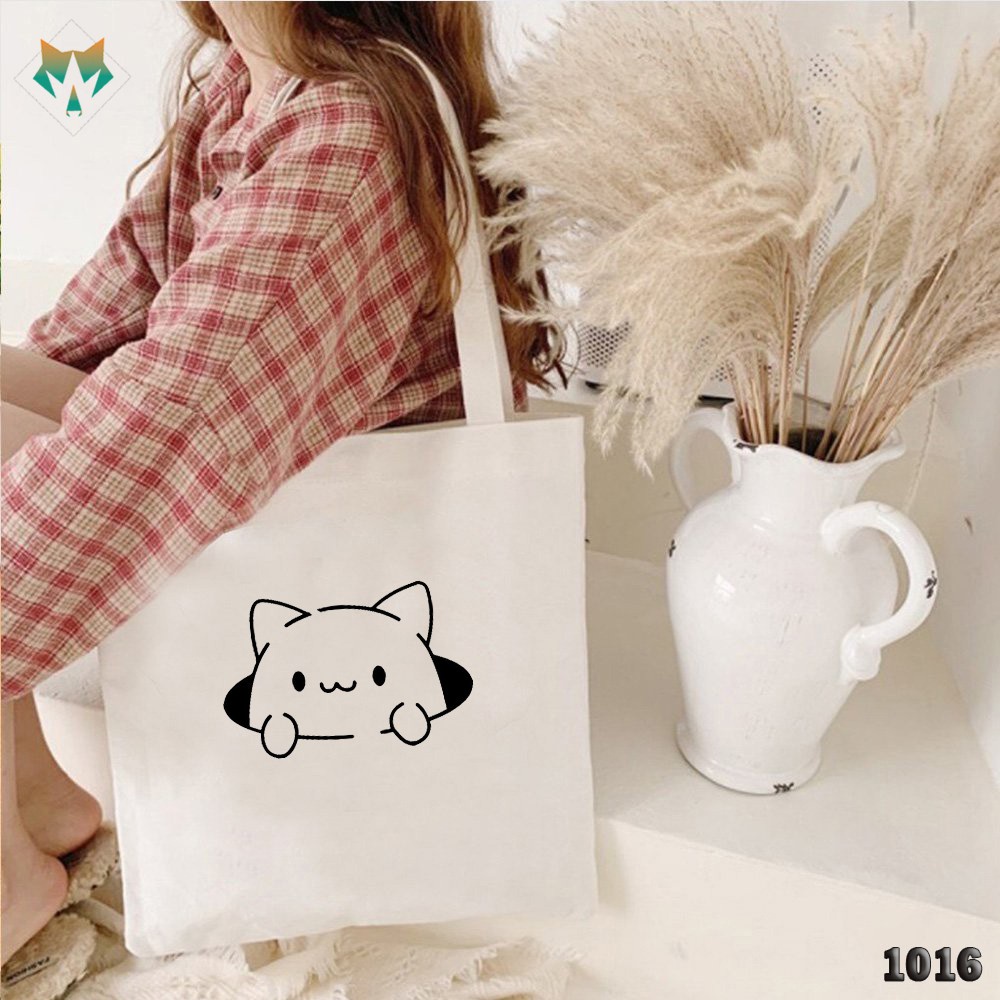 Túi Tote Trắng Chất Vải Canvas 1016 479 Hamster Dễ Thương Hàng Chuẩn Đẹp - Hazo