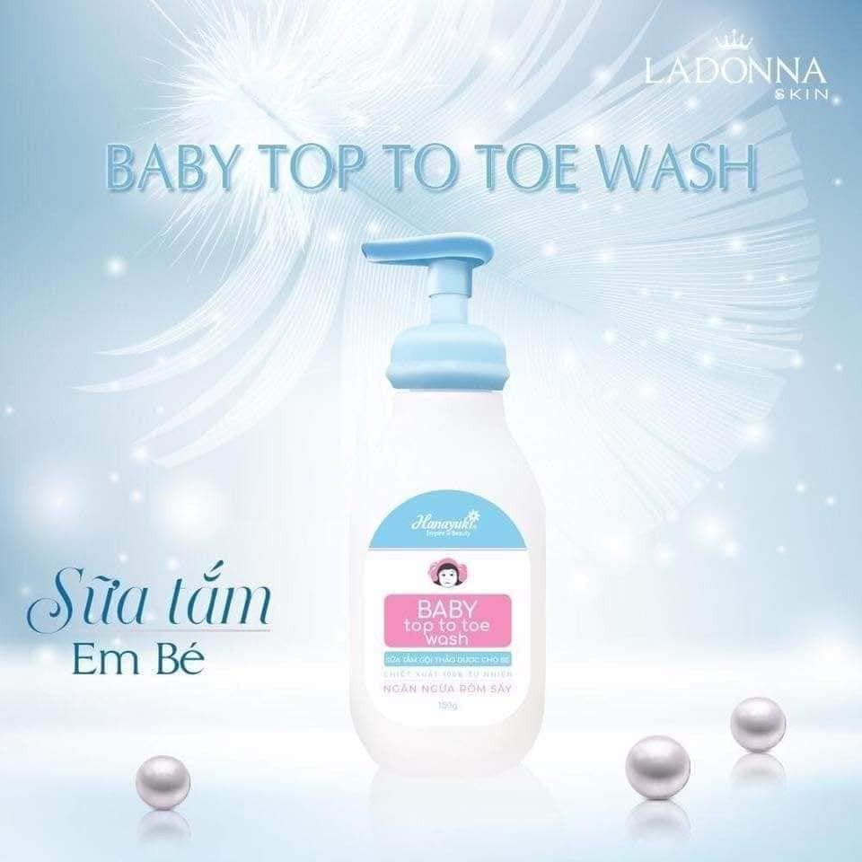 Sữa tắm gội thảo dược quý cho bé Hana Baby top to toe wash Chính Hãng 100%- Hanayuki Asia