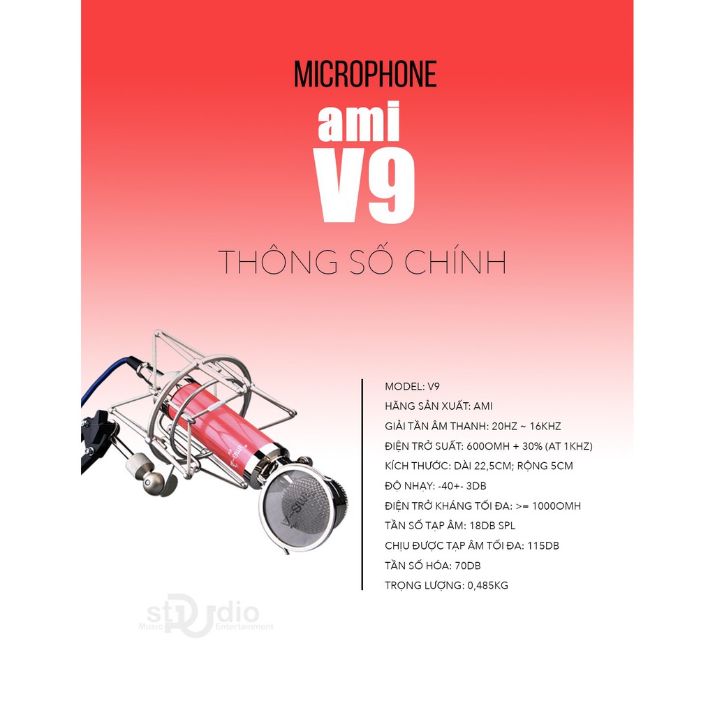 【Chính hãng】Micro thu âm Ami V9 BẢO HÀNH 12 tháng 1 đổi 1 (trừ phụ kiện)