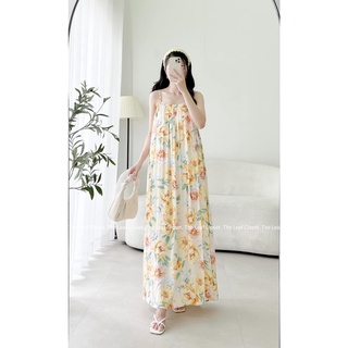 Đầm thiết kế cao cấp The Leaf Closet - Đầm maxi dáng dài 2 dây ,thắt nơ lưng tùy chỉnh
