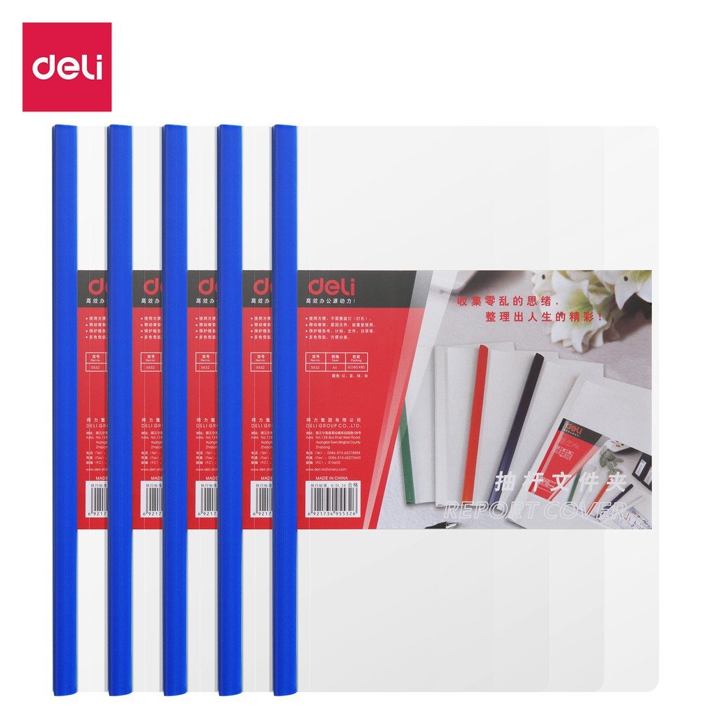 [2 Chiếc] Kẹp Tài Liệu A4 15mm Deli -File Rút Gáy Trong Suốt, Giữ Giấy Tờ Chắc Chắn - Dùng Trong Văn Phòng - E5532/E5538