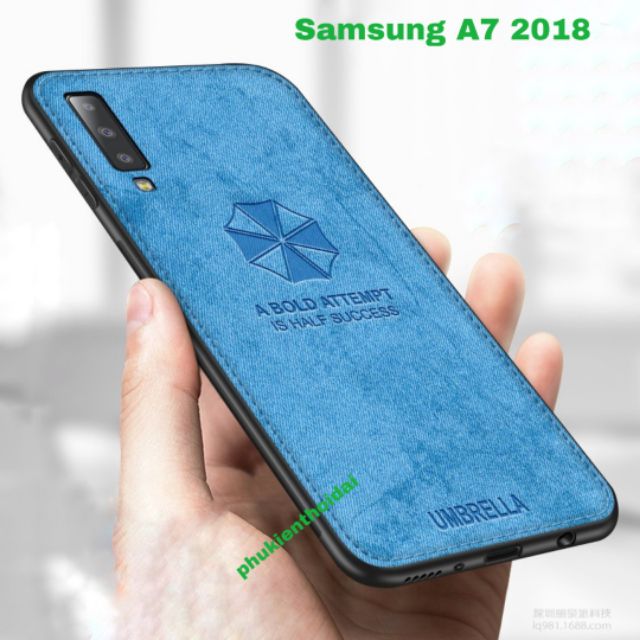 Ốp Samsung A7 2018 Chống sốc vải hươu In 3D cao cấp siêu đẹp