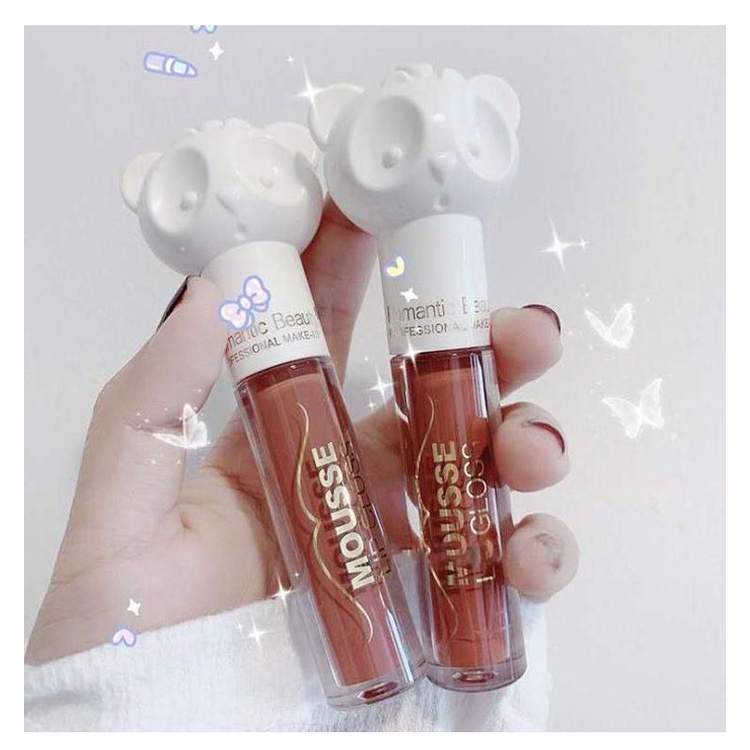 Son Môi Romantic BEAUTY Chống Thấm Nước Thiết Kế Vỏ Hình Gấu Dễ Thương