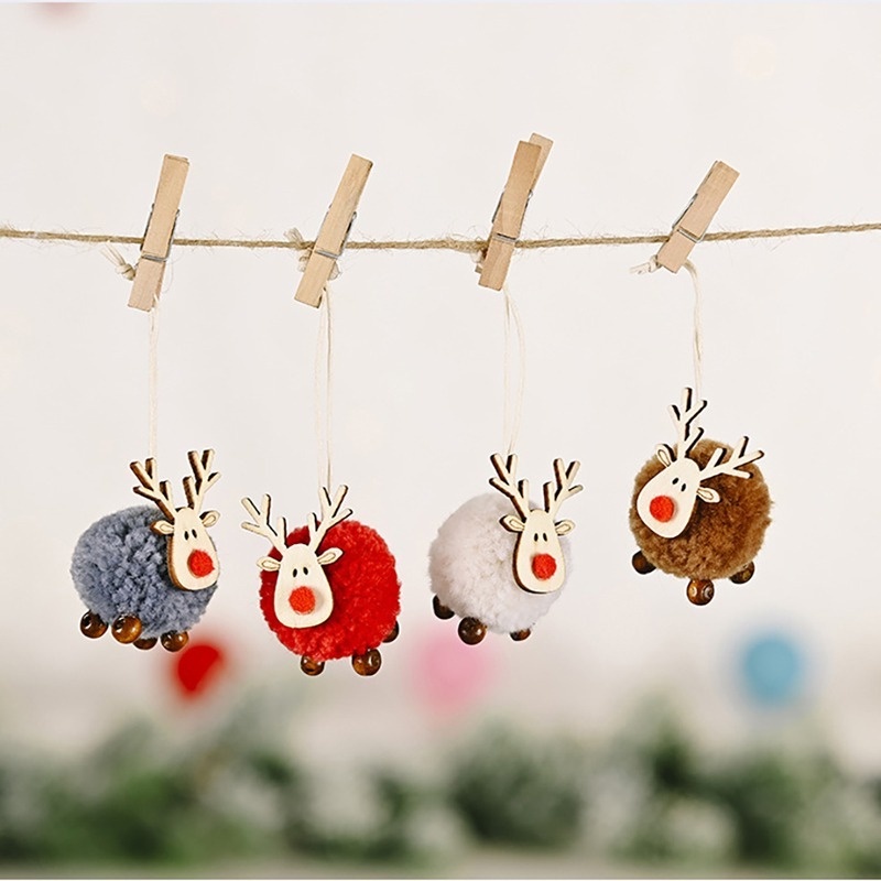 1 Phụ Kiện Treo Trang Trí Cây Thông Giáng Sinh Hình Tuần Lộc Bằng Vải Nỉ Dễ Thương DIY