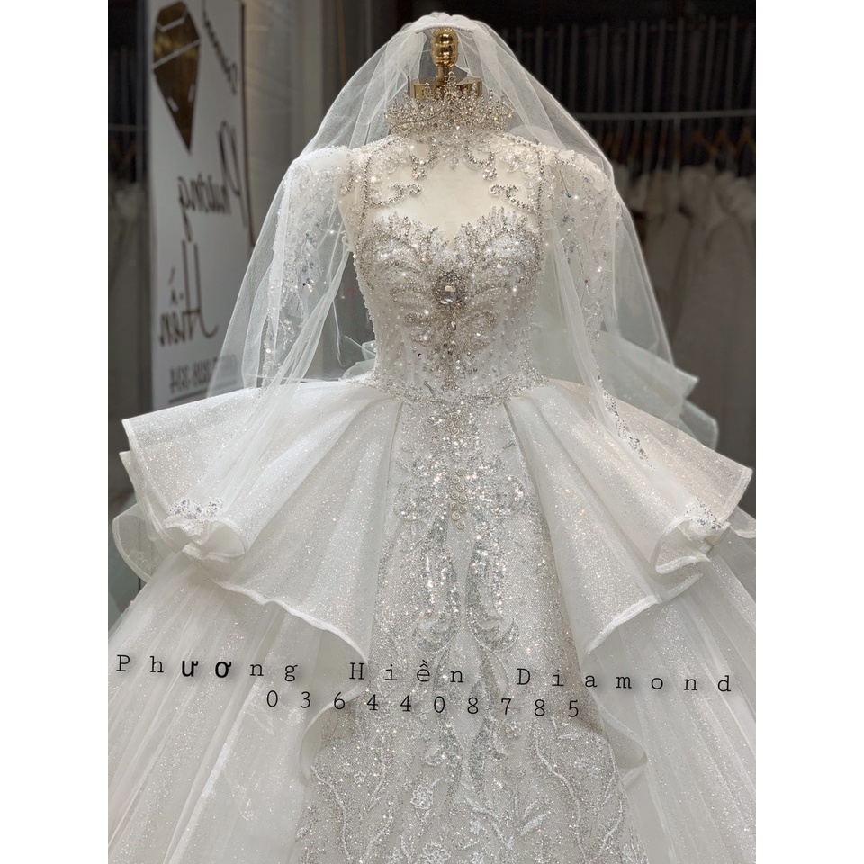Váy cưới cô dâu tầng xoè trắng