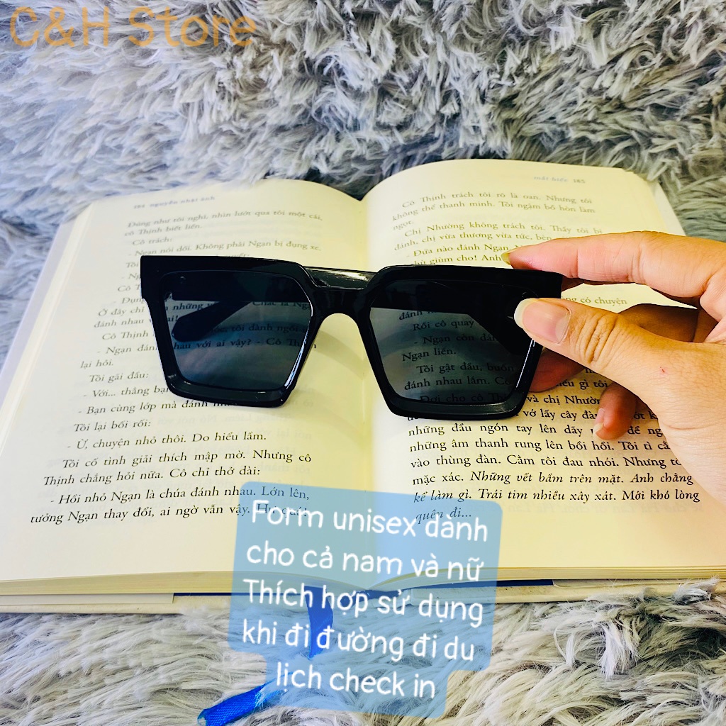 Mắt kính gọng vuông cỡ lớn chống tia UV thời trang Hàn Quốc💖Kính Mát gọng vuông lớn form unisex cho nam nữ cá tính k115